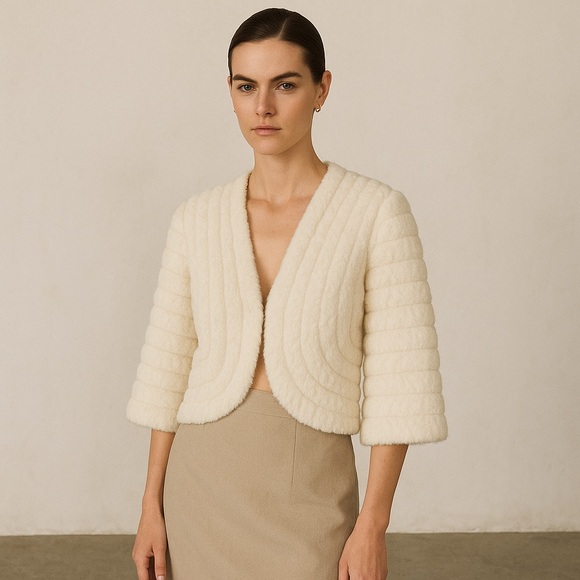 2000s Y2K rabbit fur shrug by BCBG Maxazria - Picture 1 of 5